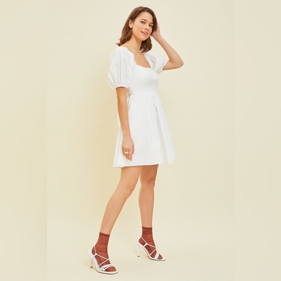 Puff Sleeve Baby Doll Dress with Bow Back and Pockets - Picture 5 of 8